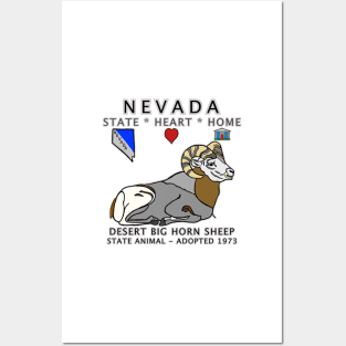 Nevada - Desert Big Horn Sheep - State, Heart, Home - state symbols Posters and Art